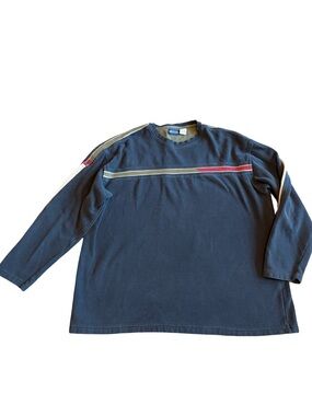 Sideout Navy Blue Ribbed Stripe Sweater Y2k Retro 90s 00s Pullover Size XL Men's